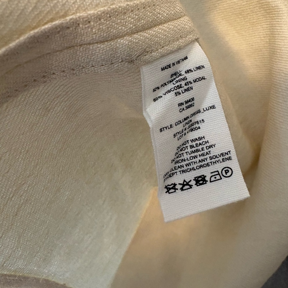 Theory beige linen blend column luxe shift minimalist neutral women’s dress 2 S - Picture 4 of 5